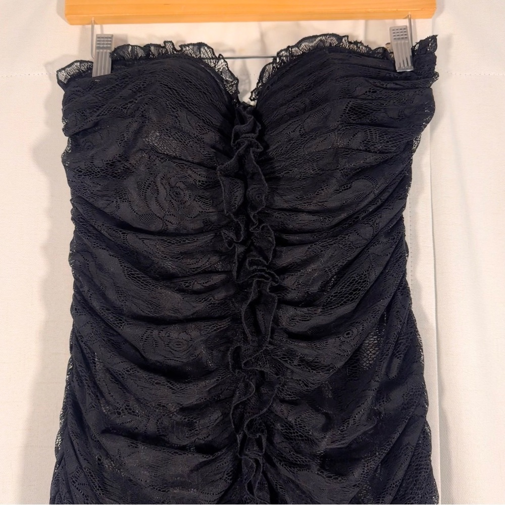 Bebe Y2K Black Lace Strapless Mini Dress - Picture 4 of 8
